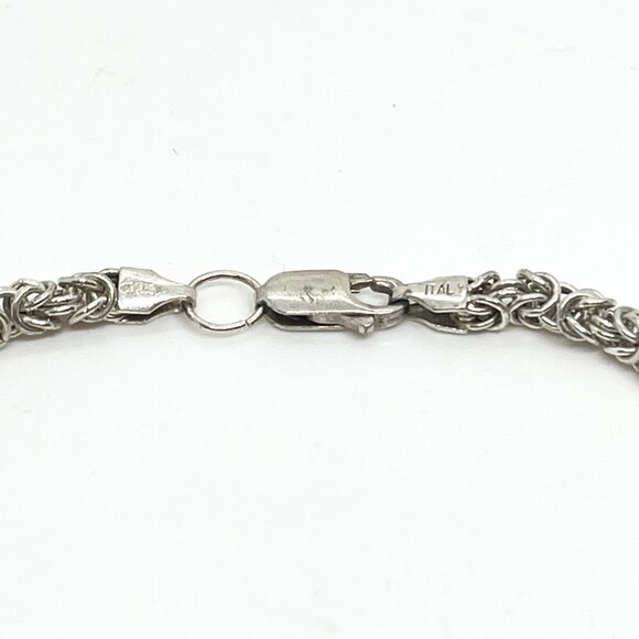 VINTAGE ITALY 925 Solid Sterling Silver Byzantine Link Bracelet Dainty Classic - Picture 10 of 12